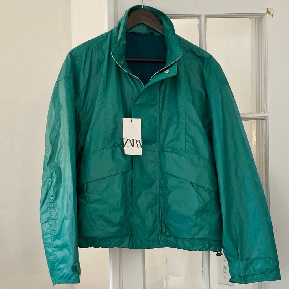 Zara Coated Windbreaker/Rain Jacket Style Bomber Jacket - Picture 12 of 16